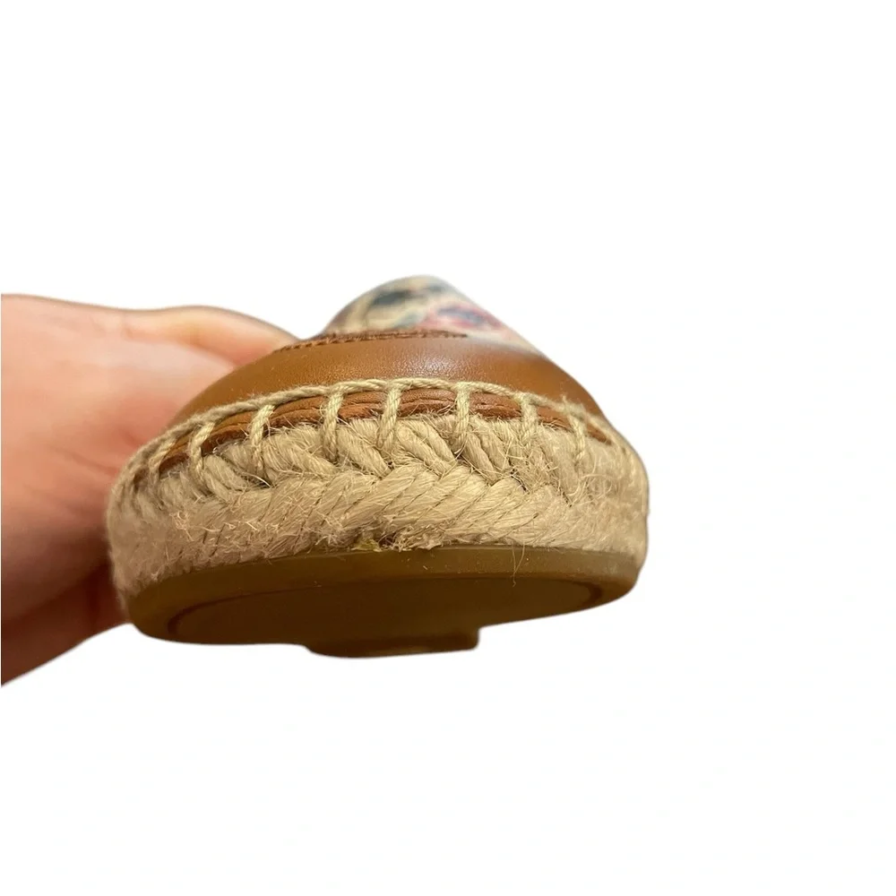 TORY BURCH Floral Leather Cap Toe Espadrilles
